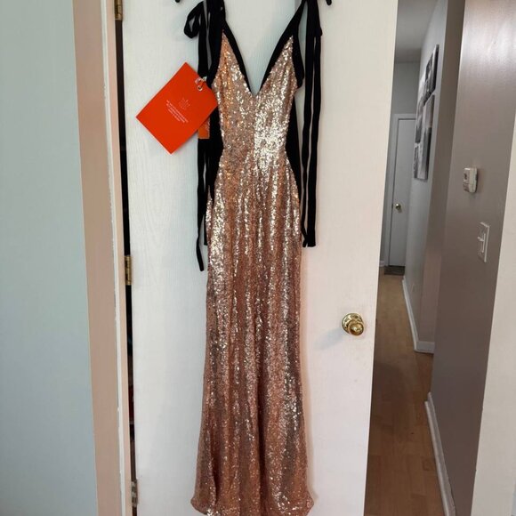 Milla, itsmilla bizzare fully sequined tie-straps gold maxi dress, Smoky Quartz - Picture 11 of 12